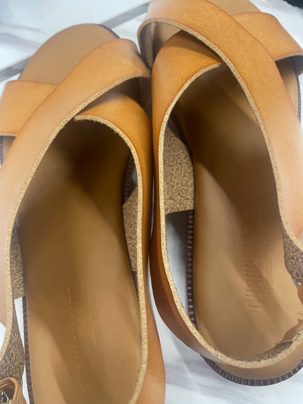 Cozy Cabin Women’s Tan Crisscross Slingback Sandals - Picture 5 of 6